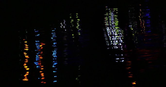 Fireworks Deauville in Normandy Reflected in the Water, Real Time 4K