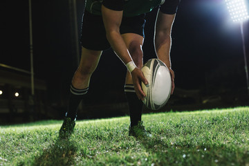 Rugby player kicking field goals