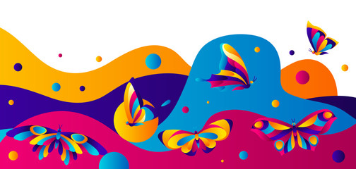 Banner design with butterflies.