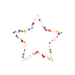 Festive background with multicolored confetti. Yellow, pink, blue circles but against a white background. Flying confetti.
