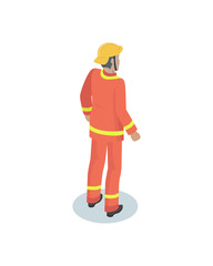 Fototapeta na wymiar Fireman in uniform, working concept vector icon
