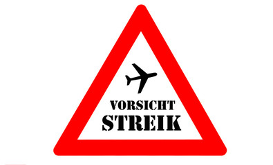 Obraz premium Flughafen Streik Warnschild