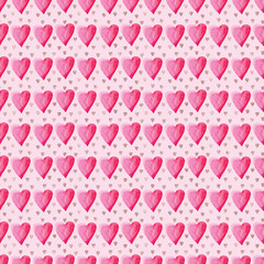 Seamless hand-drawn Valentine pattern with heart shapes