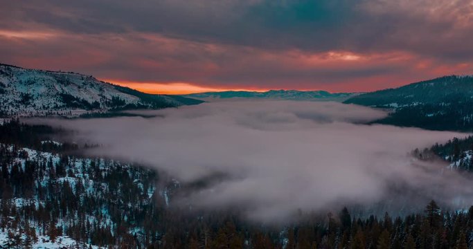 Hyperlapse of Fog over Donner Lake. Truckee, California