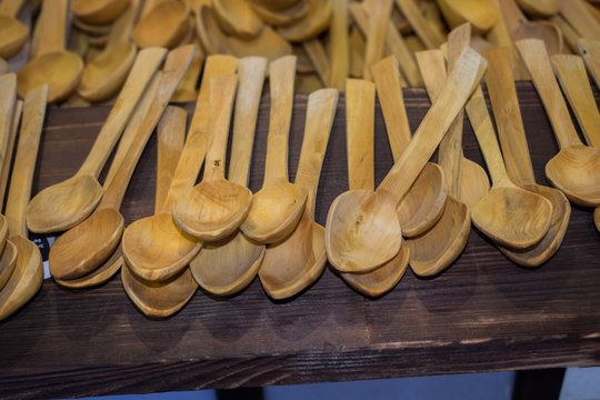 soup spoon or tablespoon made of wood