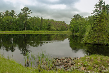 Fototapeta na wymiar summer pond reflection landscape