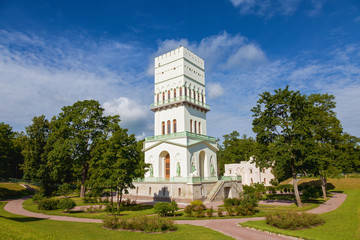 White Tower pavilion in Alexander park in Pushkin (Tsarskoye Selo), Saint-Petersburg, Russia