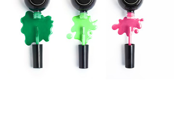 nail polish different colours leaking from bottles