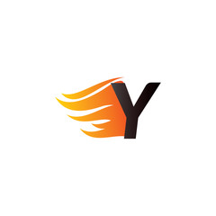 Letter Y Burning Fire Logo