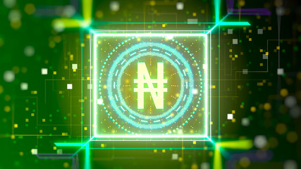 Naira currency of Nigeria symbol. Financial sign on digital background.
