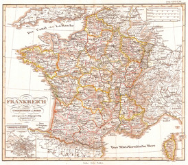 Fototapeta na wymiar 1850, Perthes Map of France