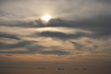 Grey sky with clouds,panorama landscape