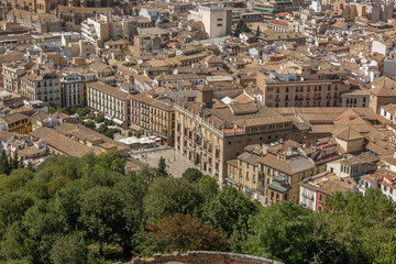 Fototapeta na wymiar Beautiful aerial view city of Granada in a daytime. Granada, Andalusia