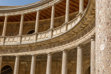 Fototapeta premium Inner circular courtyard from second story in the Palace of Charles V Alhambra Granada, Andalusia