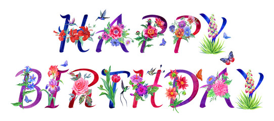 The lettering "Best wishes" from floral font, watercolor drawing on an isolated white background.