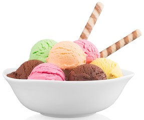 Ice Cream Scoops in Bowl