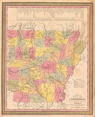 Fototapeta na wymiar 1853, Mitchell Map of Arkansas