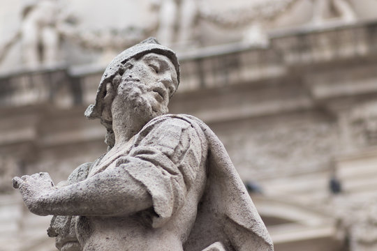 Detail of the baroque Saint Sebastian Church (Basilica di San Sebastiano) in Acireale (Catania, Sicily, Italy)