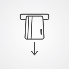 Card withdrawal vector icon sign symbol