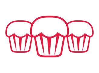 red outline sweet cupcakes
