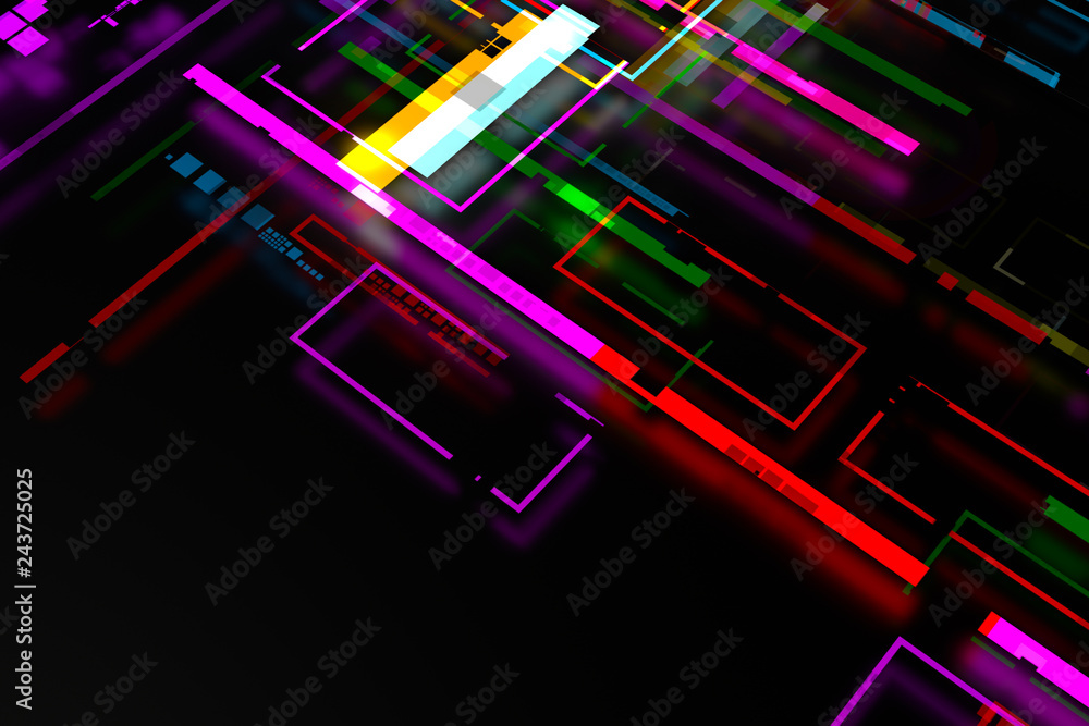 Poster 3d render complex technology illustration. perfect for computer, blockchain or internet, or artifici