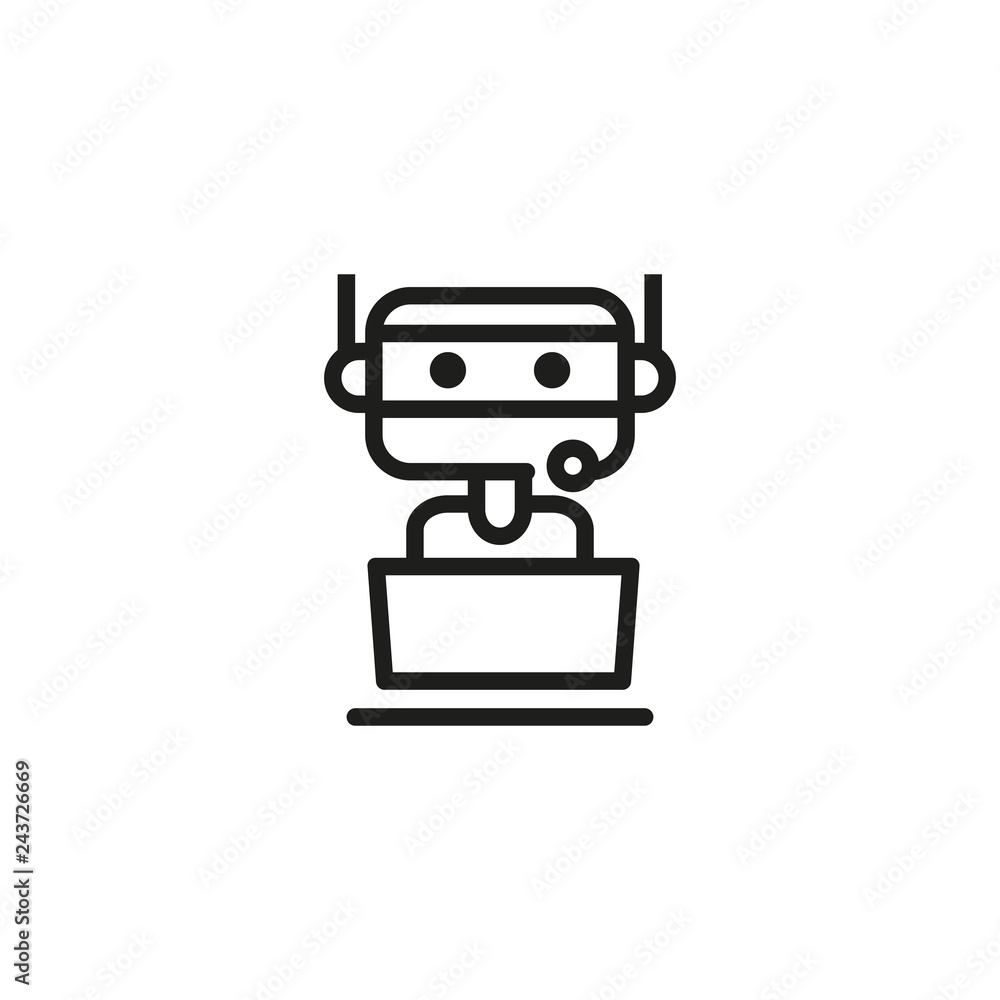 Poster bot line icon. robot head, device, mobile. chat bot concept. vector illustration can be used for top