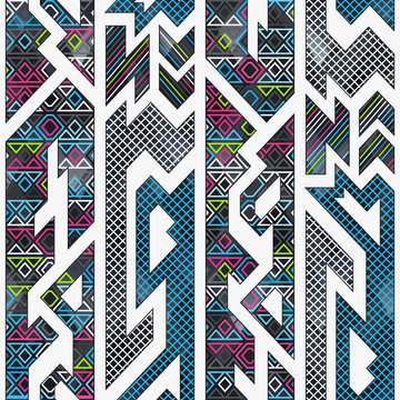 Colored geometric seamless pattern
