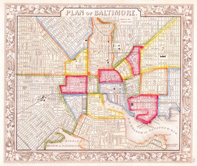 1860, Mitchell Map of Baltimore