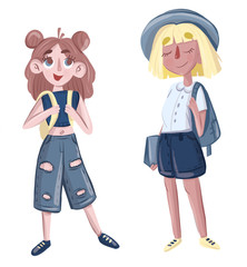 Little girl is an art student .