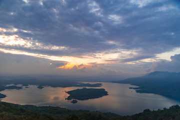 view of sunrise over the lake in montenegro
