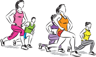 fitness people stretching vector illustration
