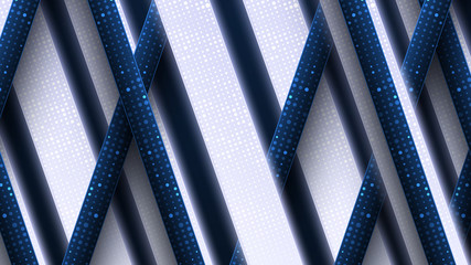 Blue stripes covered with dots and shine corner lines