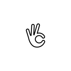 ok hand gesture icon logo vector line outline monoline illustration