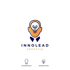 human head bulb lamp idea think logo vector icon illustration