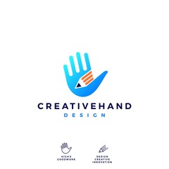 Fototapeta premium hand pencil logo vector icon illustration