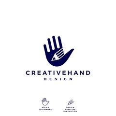 hand pencil logo vector icon illustration