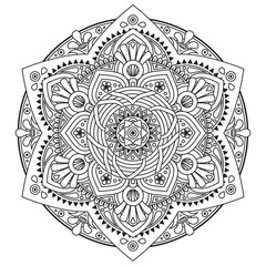 Black and white mandala vector isolated on white. Vector hand drawn circular decorative element.