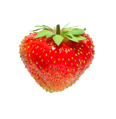 Strawberries with leaf isolated on a white background.