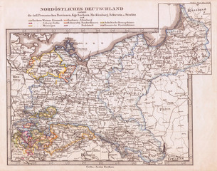 1862, Stieler Map of Prussia and Northeastern Germany
