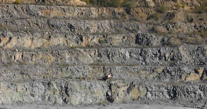 Stone quarry panorama, panorama of a large stone quarry, roads in the quarry