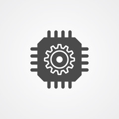 Computer chip vector icon sign symbol
