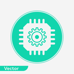Computer chip vector icon sign symbol