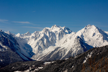 Fototapeta na wymiar View on mountain peaks. Alps.