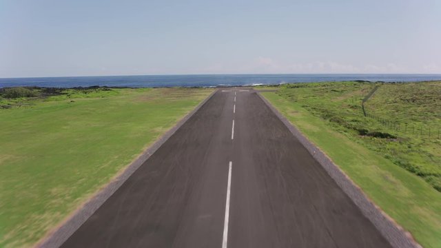 Taking off from Kalaupapa Airport on Molokai coast