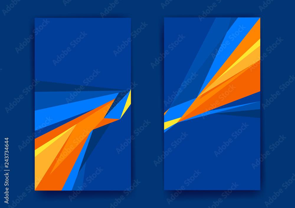Poster set of two color abstract backgrounds of business cards with graphic elements.