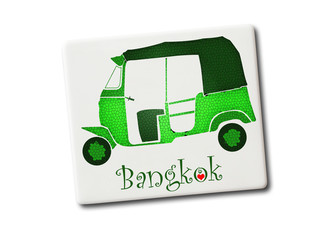 Bangkok (Thailand) souvenir refrigerator magnet isolated on white background