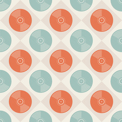Naklejka premium Vinyl records seamless pattern.