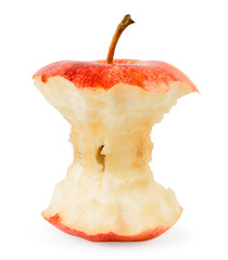 Eaten Apple close-up on a white. Isolated.