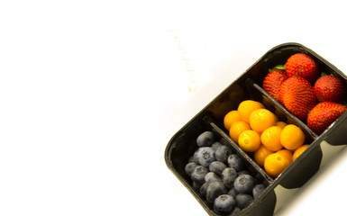 blueberries, strawberries, physalis