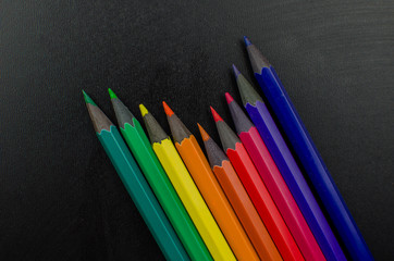 School office supplies including board. Copy space for text